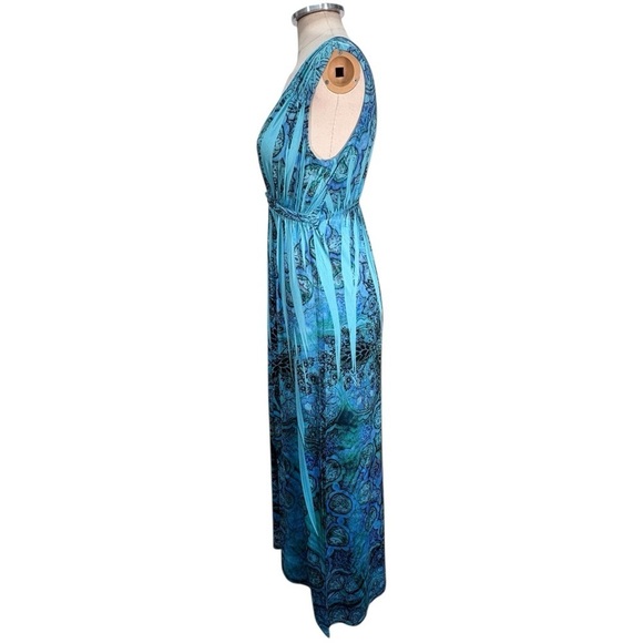Style & Co Y2k Style Sleeveless Burn Out Jersey Maxi Dres Blue Size Small - Picture 3 of 9